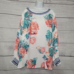 Women's Floral Balloon Sleeve Blouse XXL